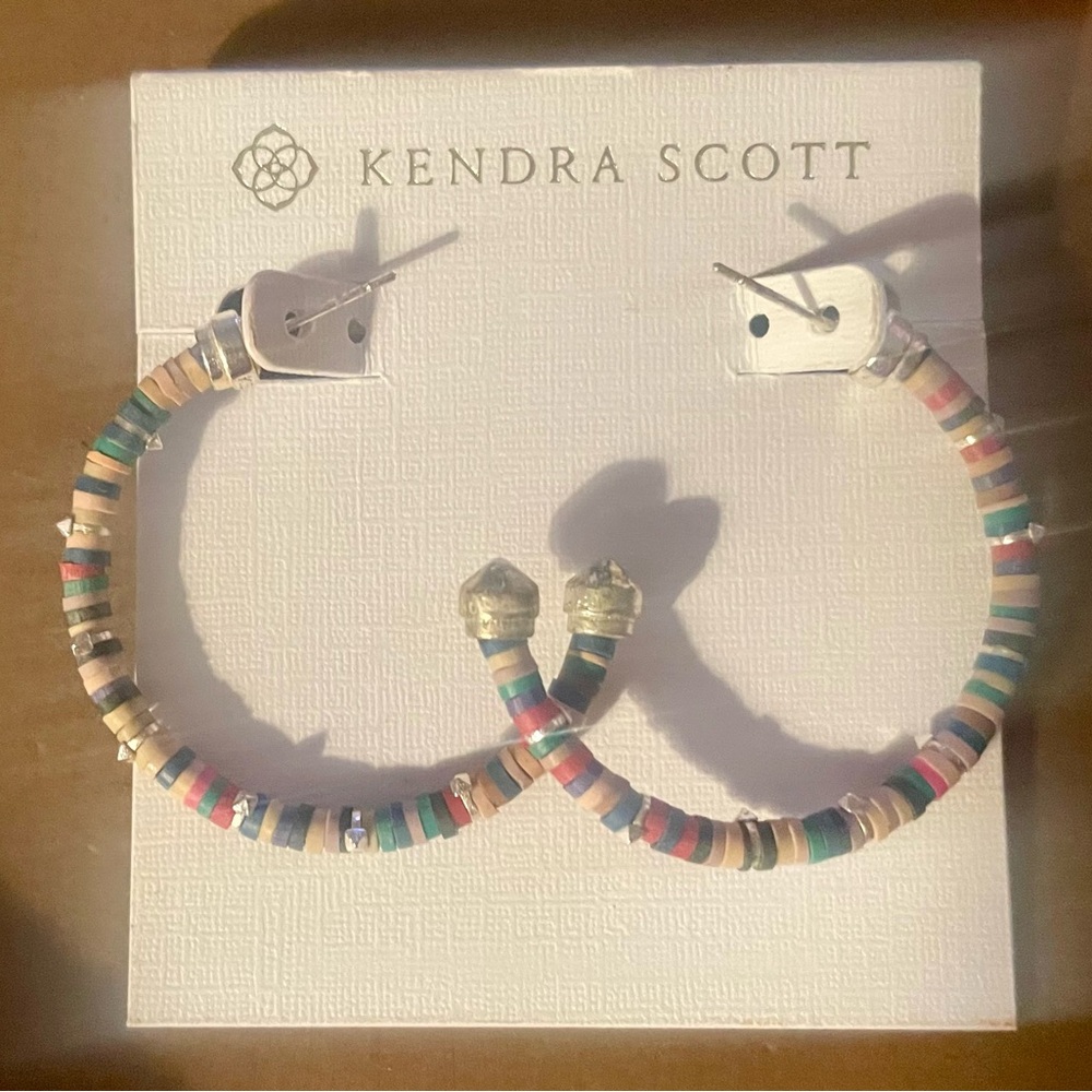 Kendra Scott Multicolor Beaded Hoop Earrings with Silver Accents